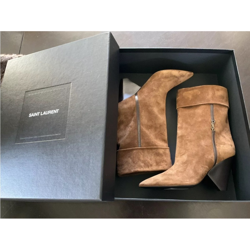 YSL Saint Laurent Liz 85 Suede Boots - Picture 9 of 12